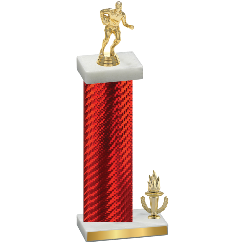 Accented Single Red Carbon Fiber Victory Rugby Trophy