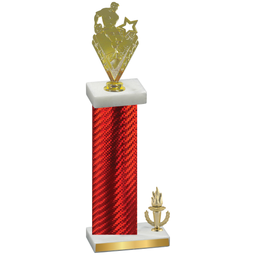 Accented Single Red Carbon Fiber Victory Rugby Trophy