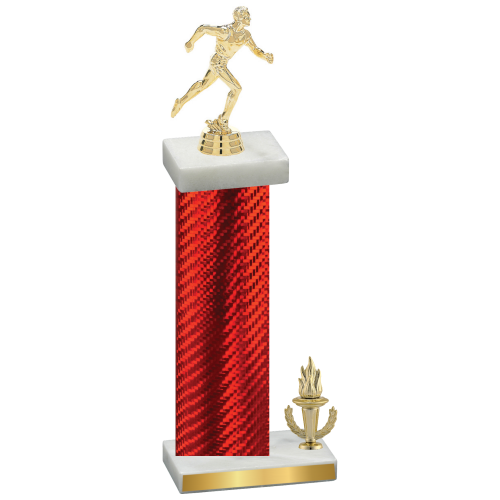 Accented Single Red Carbon Fiber Victory Running Trophy