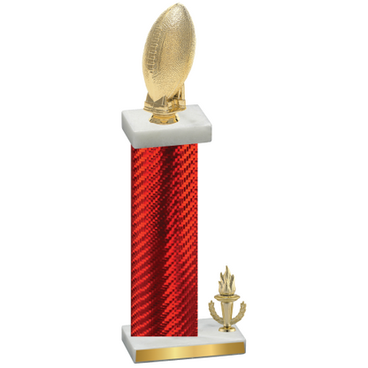 Accented Single Red Carbon Fiber Victory Football Trophy