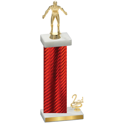 Accented Single Red Carbon Fiber Second Place Wrestling Trophy