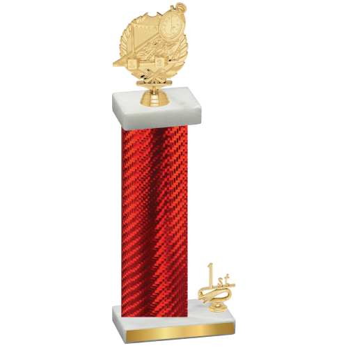 Accented Single Red Carbon Fiber First Place Swimming Trophy