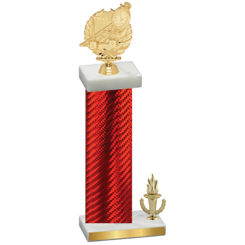 Accented Single Red Carbon Fiber Victory Swimming Trophy