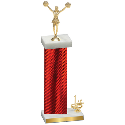 Accented Single Red Carbon Fiber First Place Cheerleading Trophy