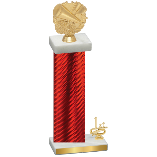 Accented Single Red Carbon Fiber First Place Cheerleading Trophy