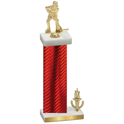 Accented Single Red Carbon Fiber Victory Hockey Trophy