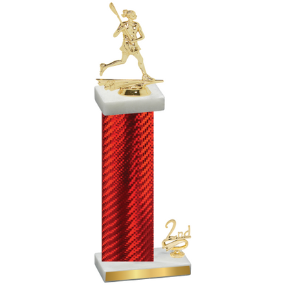 Accented Single Red Carbon Fiber Second Place Lacrosse Trophy