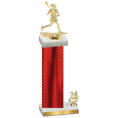 Accented Single Red Carbon Fiber Year Lacrosse Trophy