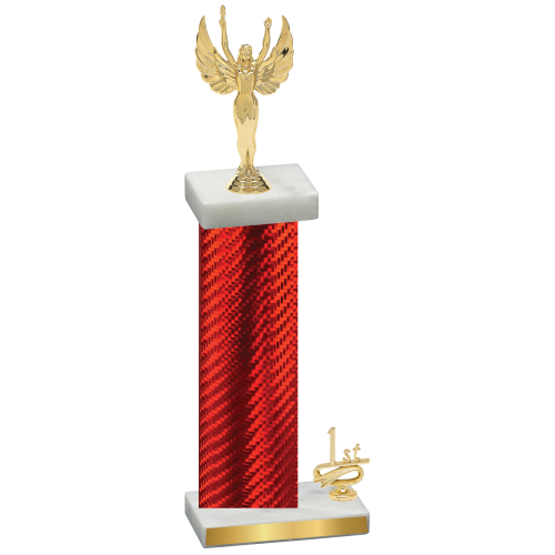 Accented Single Red Carbon Fiber First Place Victory Trophy