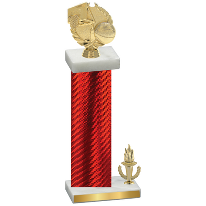 Accented Single Red Carbon Fiber Victory Basketball Trophy