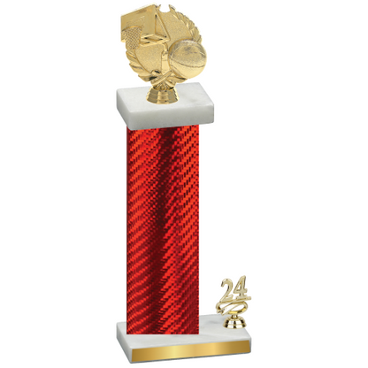 Accented Single Red Carbon Fiber Year Basketball Trophy