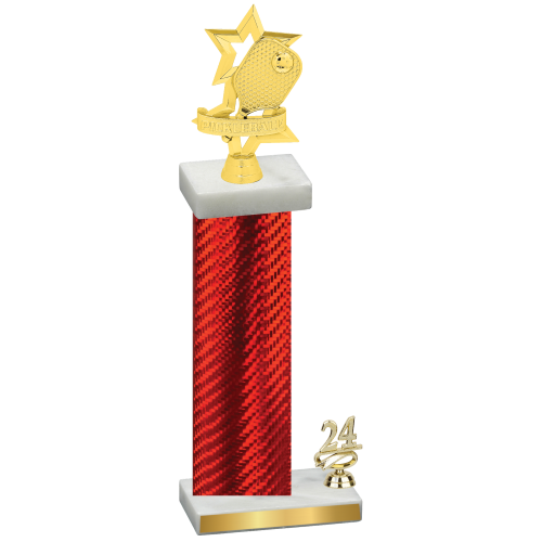 Accented Single Red Carbon Fiber Year Pickleball Trophy