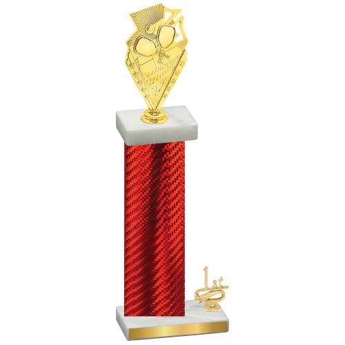 Accented Single Red Carbon Fiber First Place Pickleball Trophy