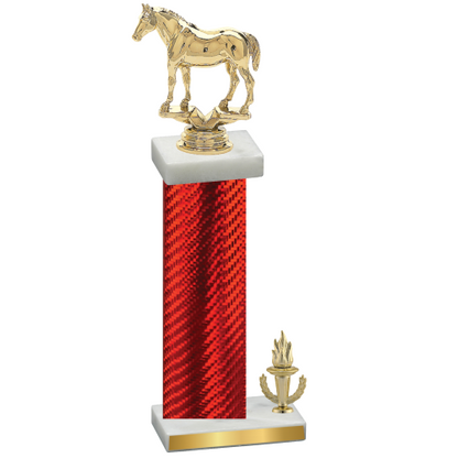 Accented Single Red Carbon Fiber Victory Horses Trophy