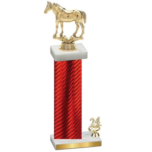 Accented Single Red Carbon Fiber Year Horses Trophy