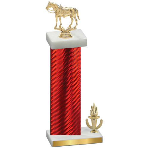 Accented Single Red Carbon Fiber Victory Horses Trophy