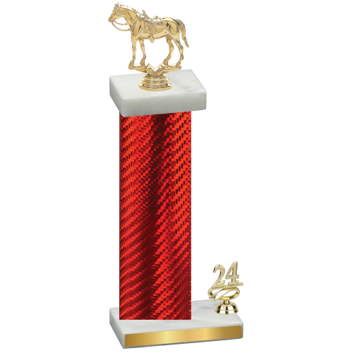 Accented Single Red Carbon Fiber Year Horses Trophy