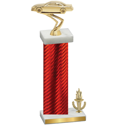 Accented Single Red Carbon Fiber Victory Cars Trophy