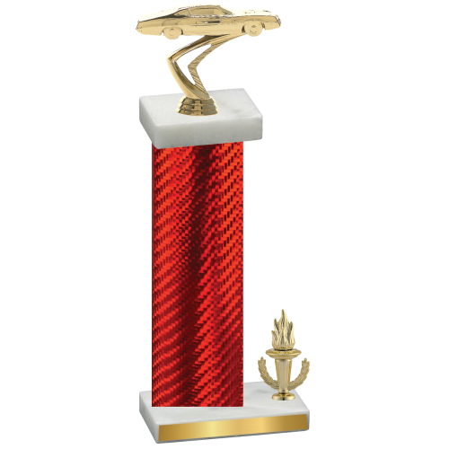 Accented Single Red Carbon Fiber Victory Cars Trophy