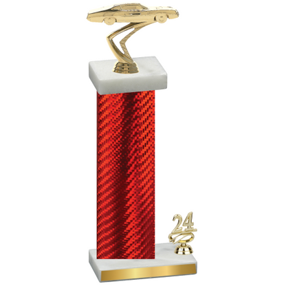 Accented Single Red Carbon Fiber Year Cars Trophy