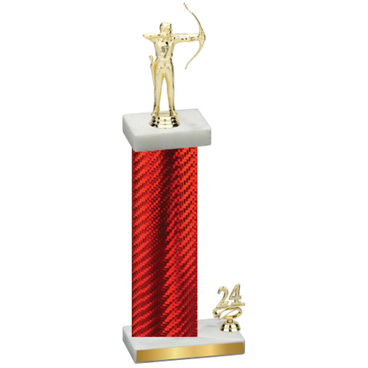 Accented Single Red Carbon Fiber Year Archery Trophy