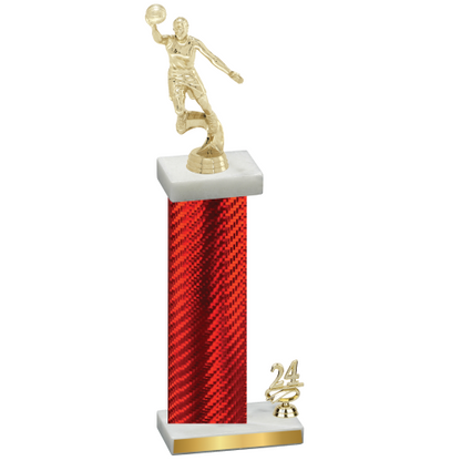 Accented Single Red Carbon Fiber Year Basketball Trophy