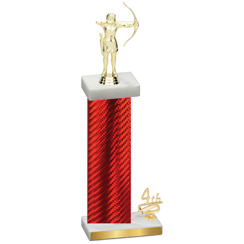 Accented Single Red Carbon Fiber Fourth Place Archery Trophy