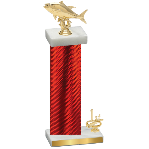 Accented Single Red Carbon Fiber First Place Fishing Trophy