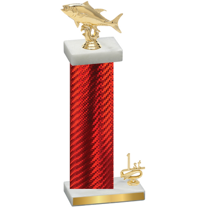 Accented Single Red Carbon Fiber First Place Fishing Trophy