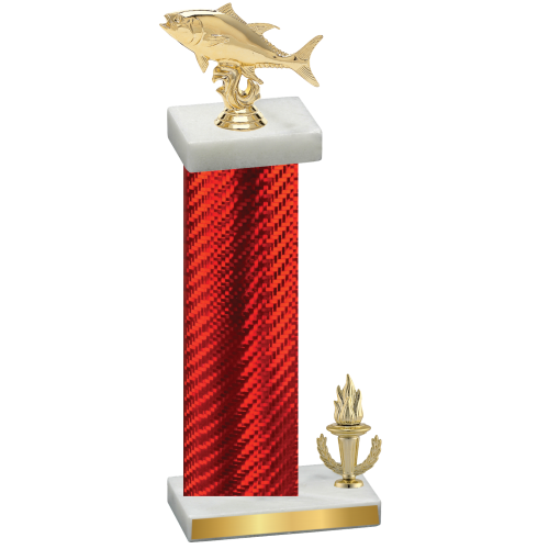 Accented Single Red Carbon Fiber Victory Fishing Trophy