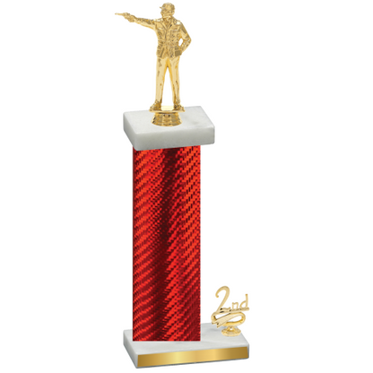 Accented Single Red Carbon Fiber Second Place Shooter Trophy