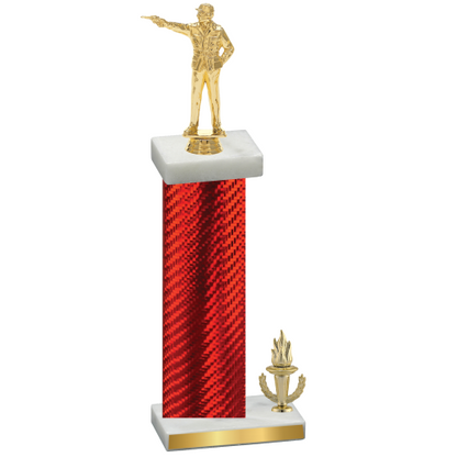 Accented Single Red Carbon Fiber Victory Shooter Trophy