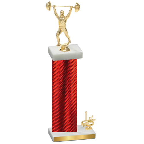 Accented Single Red Carbon Fiber First Place Weights Trophy