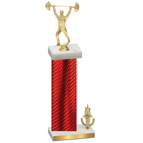 Accented Single Red Carbon Fiber Victory Weights Trophy