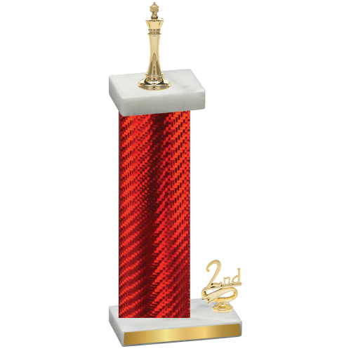 Accented Single Red Carbon Fiber Second Place Chess Trophy