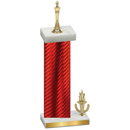 Accented Single Red Carbon Fiber Victory Chess Trophy