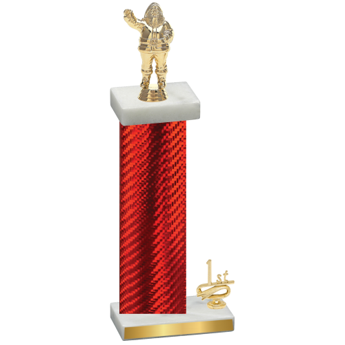 Accented Single Red Carbon Fiber First Place Holiday Trophy