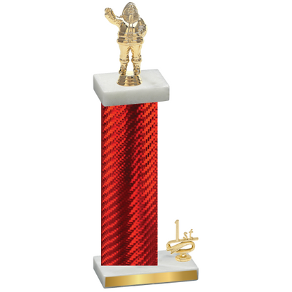 Accented Single Red Carbon Fiber First Place Holiday Trophy