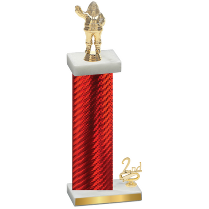 Accented Single Red Carbon Fiber Second Place Holiday Trophy