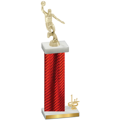 Accented Single Red Carbon Fiber First Place Basketball Trophy