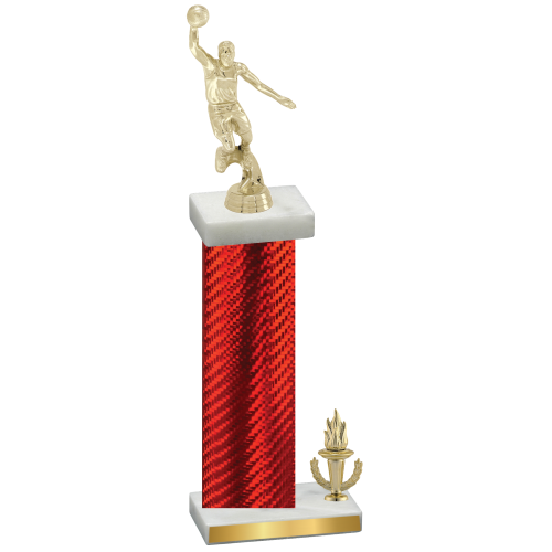 Accented Single Red Carbon Fiber Victory Basketball Trophy