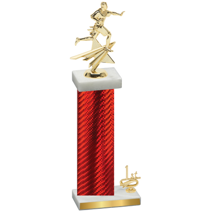 Accented Single Red Carbon Fiber First Place Flag Football Trophy