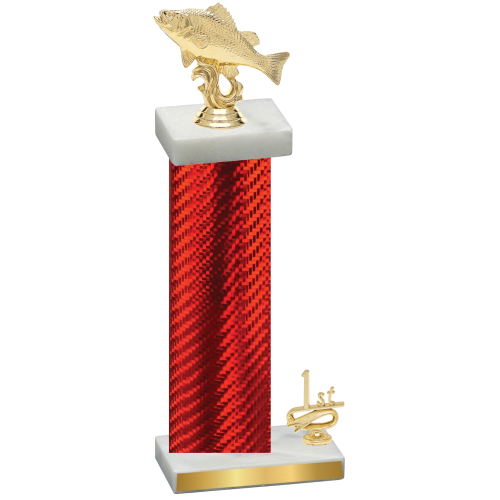 Accented Single Red Carbon Fiber First Place Fishing Trophy