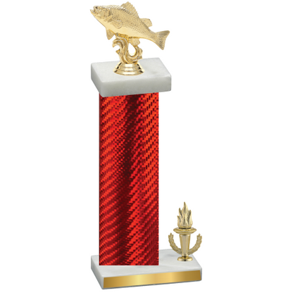 Accented Single Red Carbon Fiber Victory Fishing Trophy