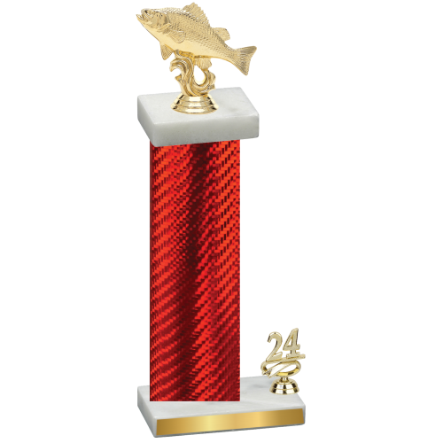 Accented Single Red Carbon Fiber Year Fishing Trophy