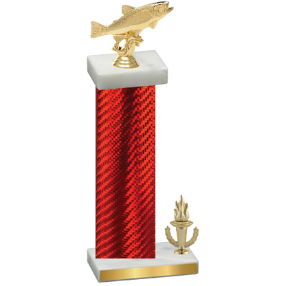 Accented Single Red Carbon Fiber Victory Fishing Trophy