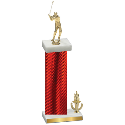 Accented Single Red Carbon Fiber Victory Golf Trophy