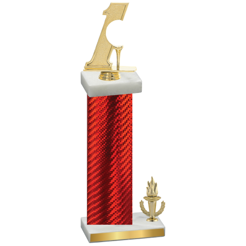 Accented Single Red Carbon Fiber Victory Golf Trophy