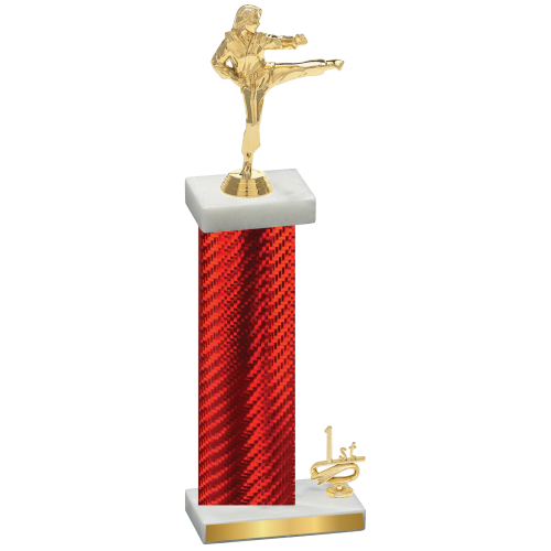 Accented Single Red Carbon Fiber First Place Karate Trophy