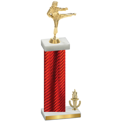 Accented Single Red Carbon Fiber Victory Karate Trophy